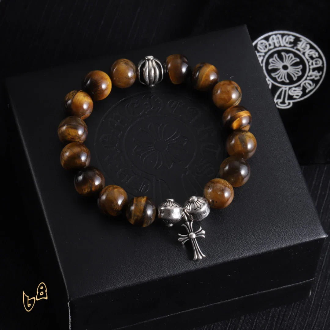 CH Brown Beaded Cross Bracelet - CH0064 image 1