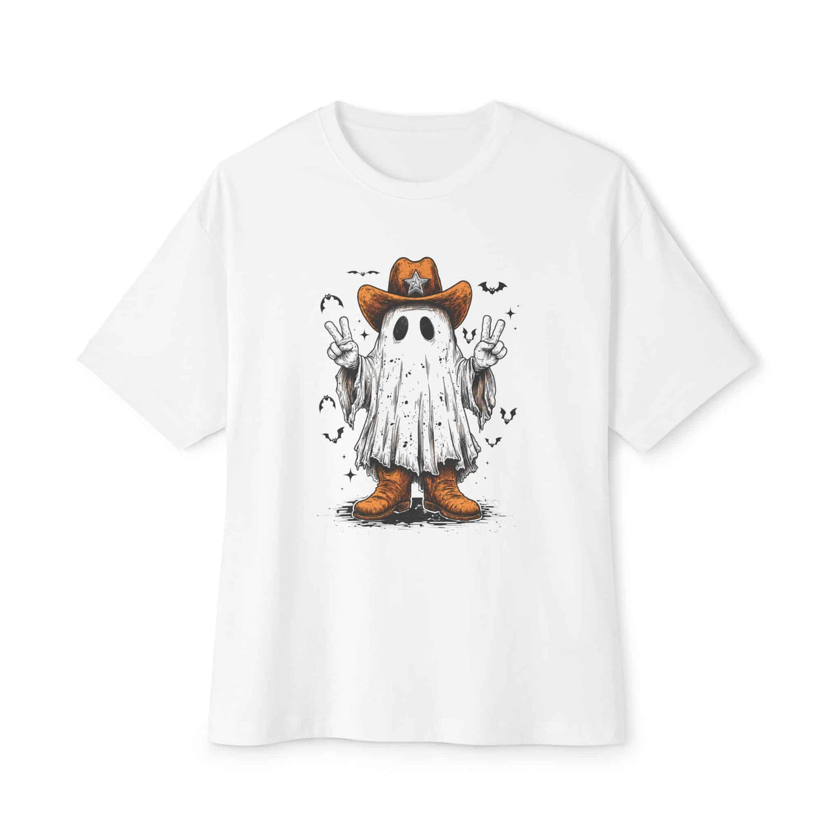 Howdy Ghost Unisex Oversized Boxy Tee - White, 2XL image