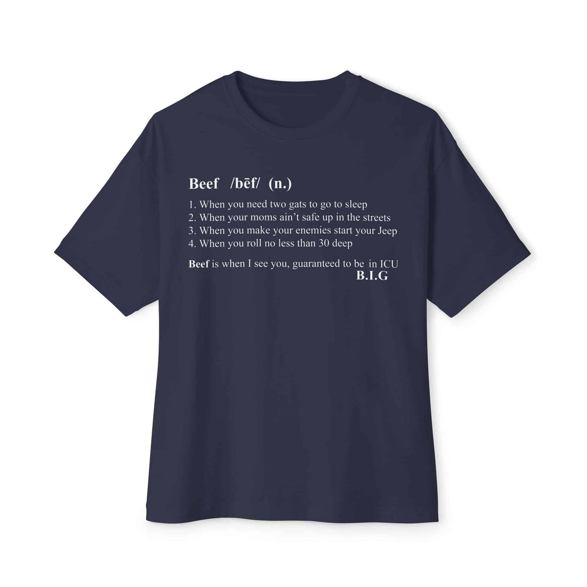 Beef Definition Unisex Oversized Boxy Tee - Navy, 2XL image