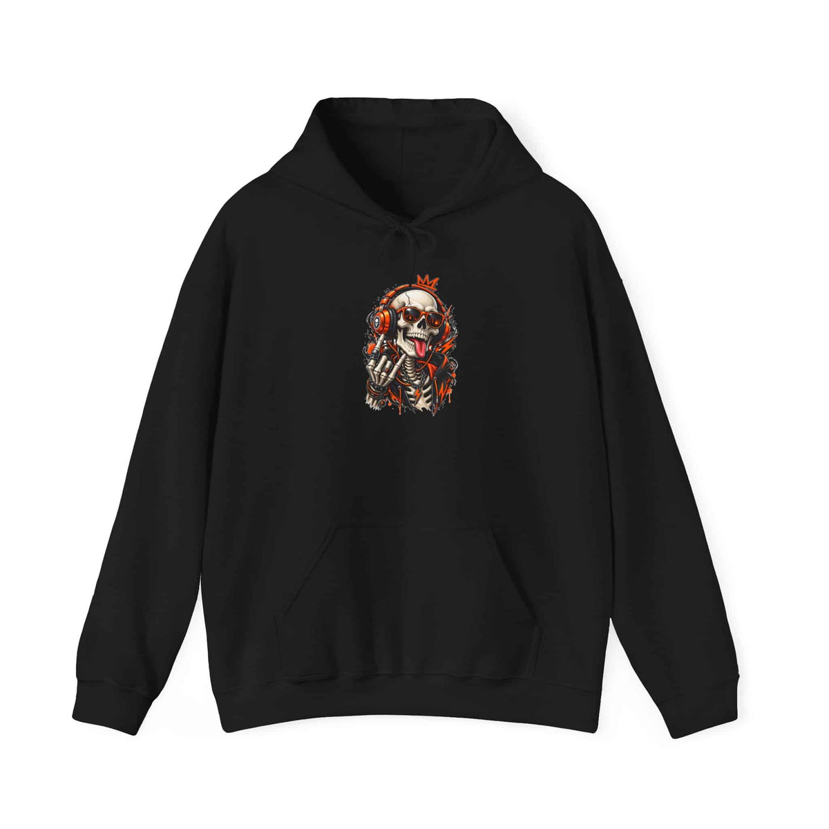 Neon Skull DJ Hooded Sweatshirt - S, Black image