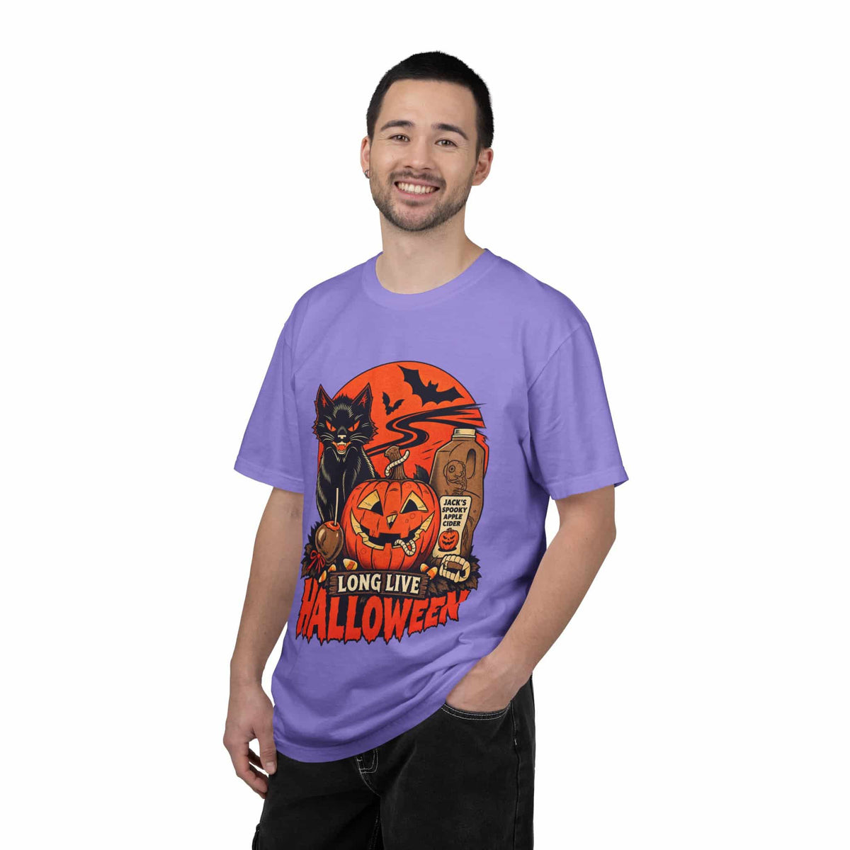 Midnight Cat Unisex Garment-Dyed T-shirt image 58