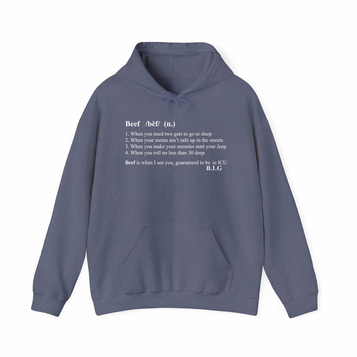 Beef Definition Hooded Sweatshirt - L, Heather Navy image