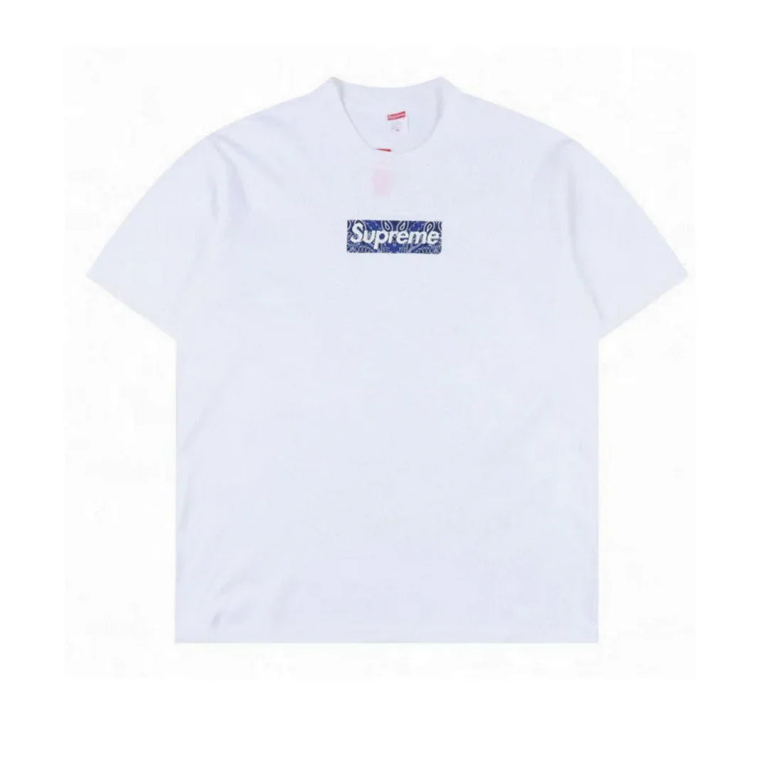 SUP Box Logo Zebra Blue Print T-Shirt in White - 515 - spm0000515 image 0