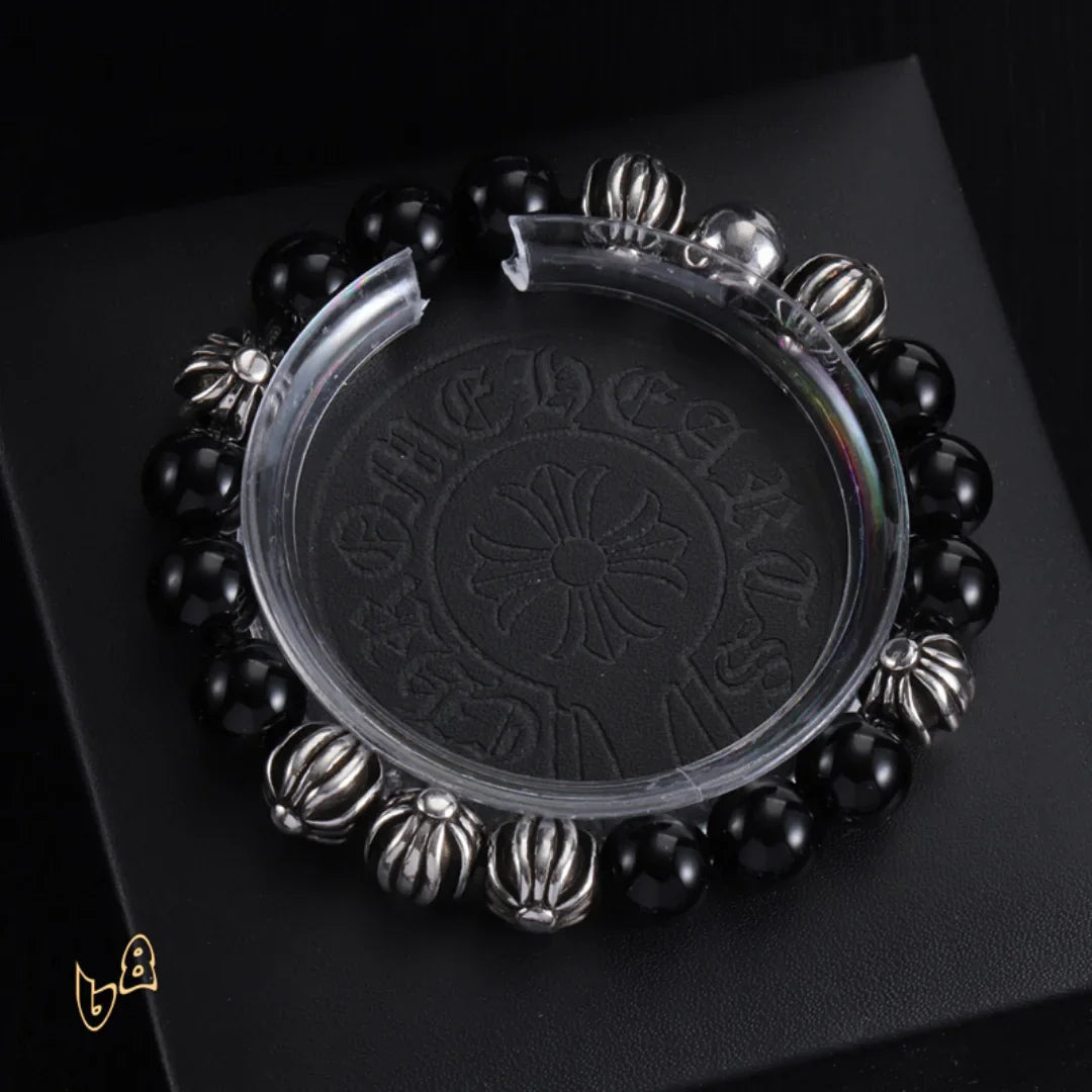 CH Cross Flower Ball Bracelet  - CH0073 - Black image