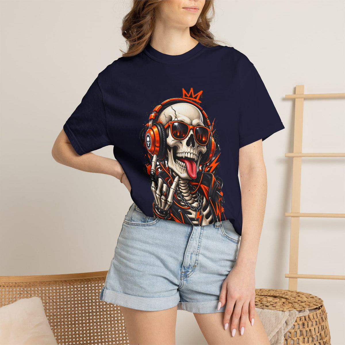 Neon Skull DJ Unisex Garment-Dyed T-shirt image 118