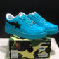 A Bathing Ape Bape Sta #1 Turquoise Blue Black Patent Leather Shoes Sneakers - nk0005515 image 9