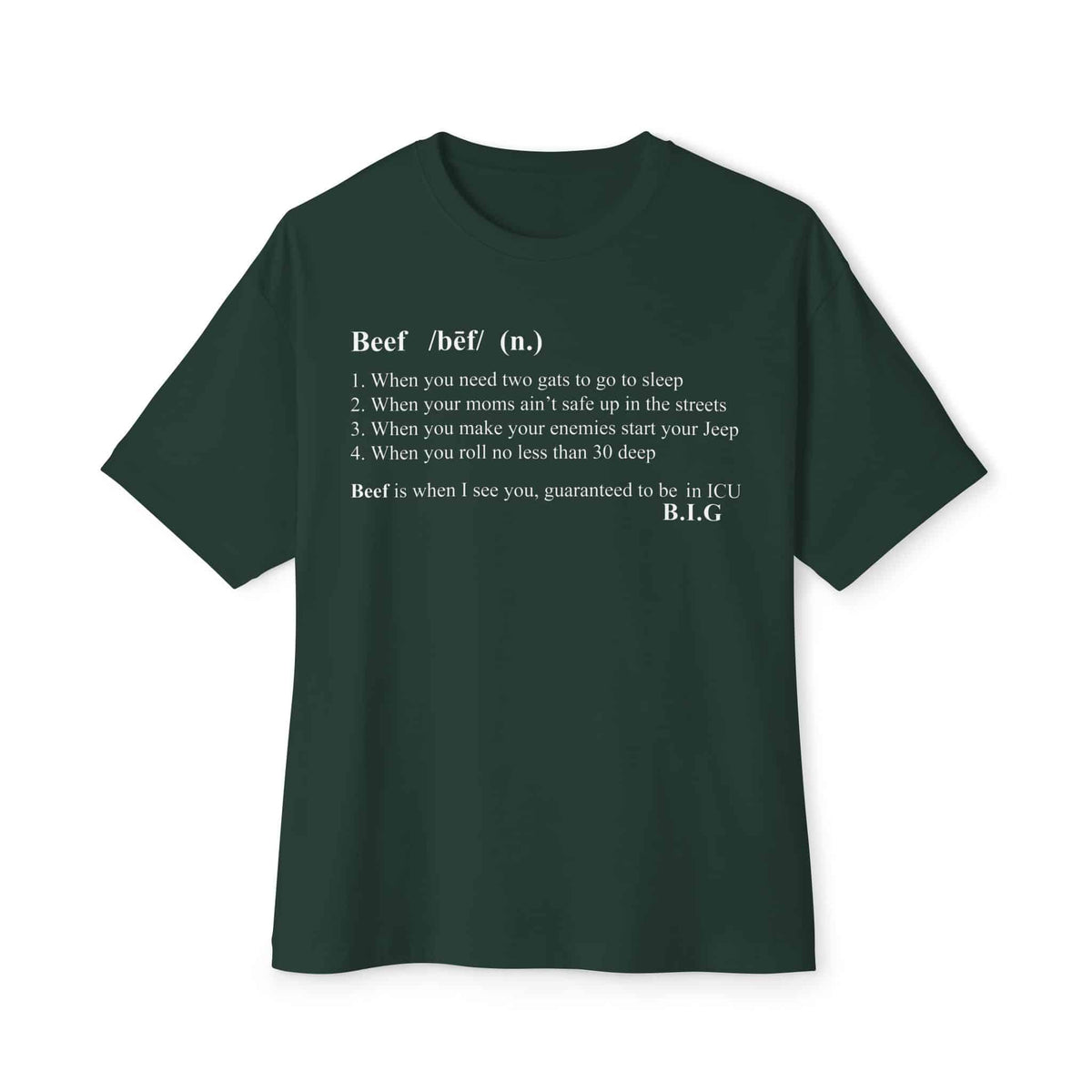 Beef Definition Unisex Oversized Boxy Tee - Forest, 3XL image