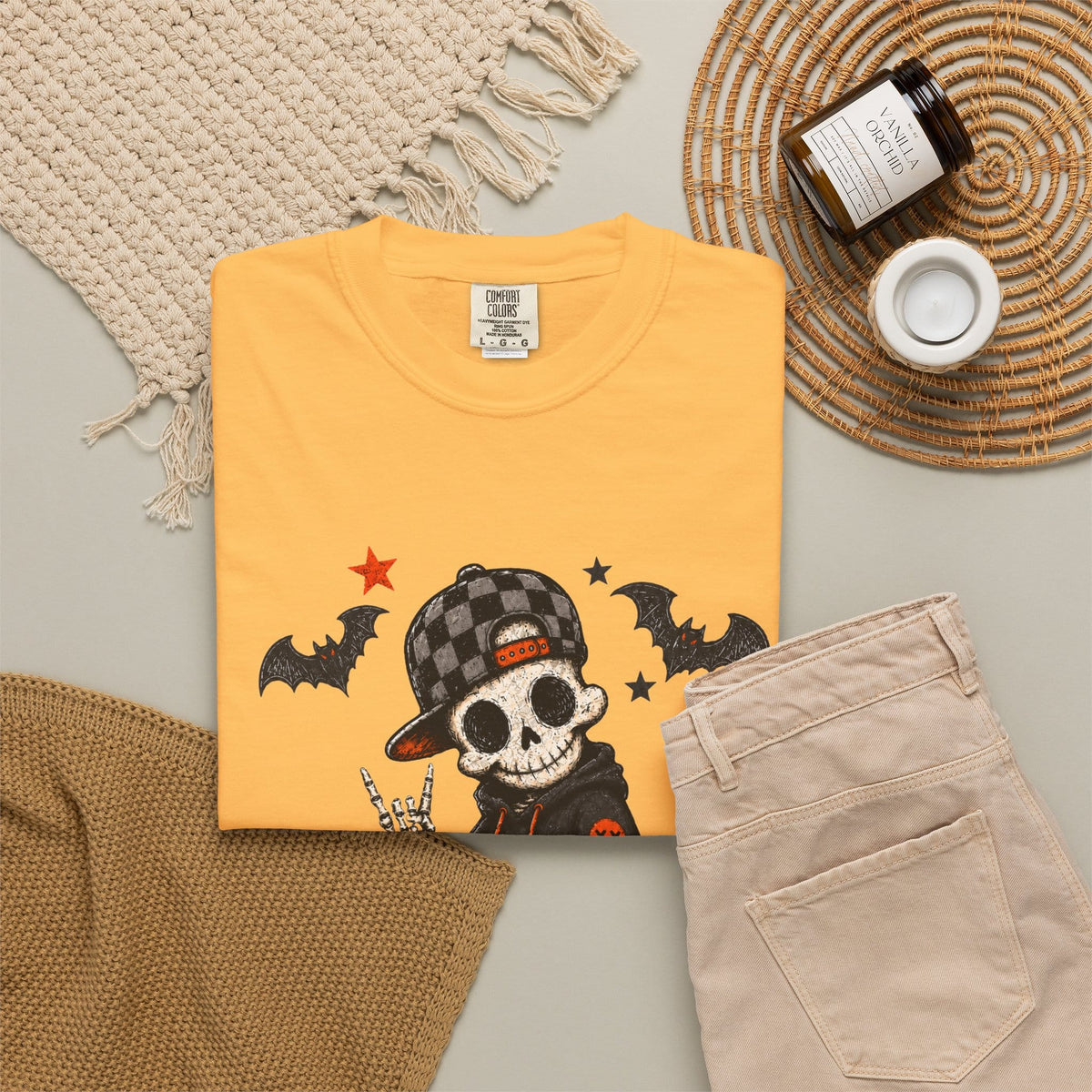 Boy Skeleton Halloween Unisex Garment-Dyed T-shirt image 31