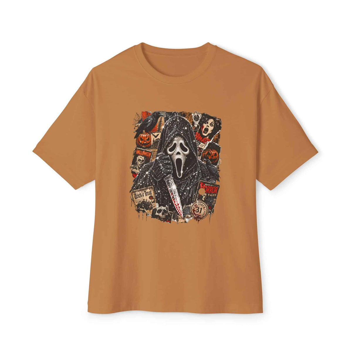 Halloween Horror Unisex Oversized Boxy Tee - Toast, 2XL image