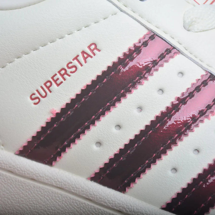 AD Superstar II Off White / Maroon / Gold Metallic Shoes Sneakers - nk0005446 image 6