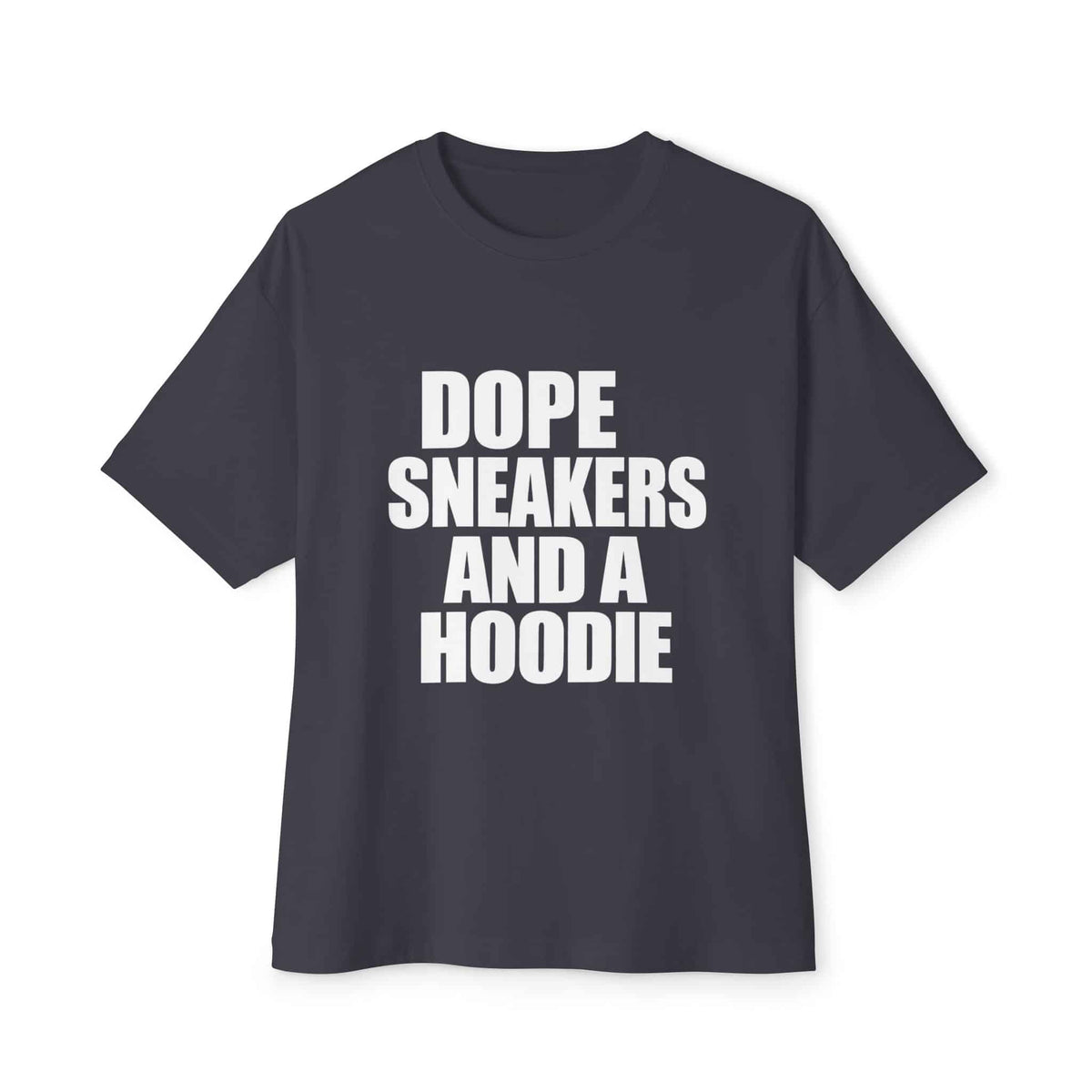 Graphic Print Unisex Oversized Boxy Tee - POD0036 - Dark Grey, M image
