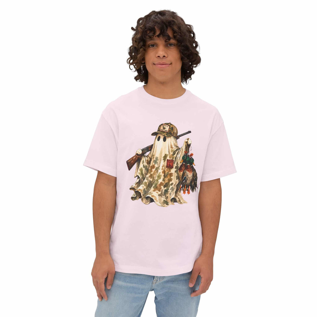 Hunting Season Spooky Camo Mallards Unisex Oversized Boxy Tee image 8
