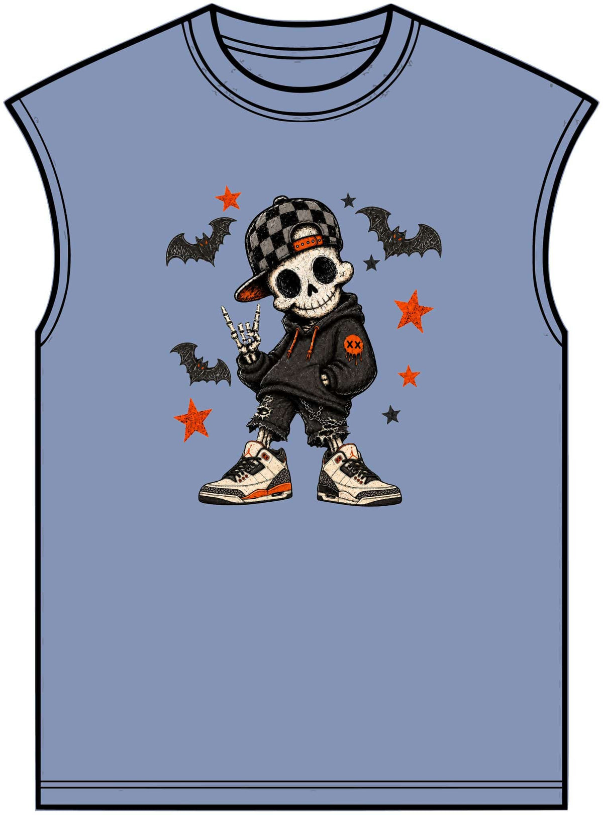 Boy Skeleton Halloween Unisex Garment-Dyed Muscle Tee image