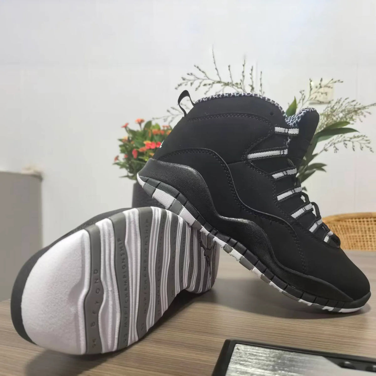 AJ 10 Black & White "Stealth" Shoes Sneakers - nk0004817 image 3