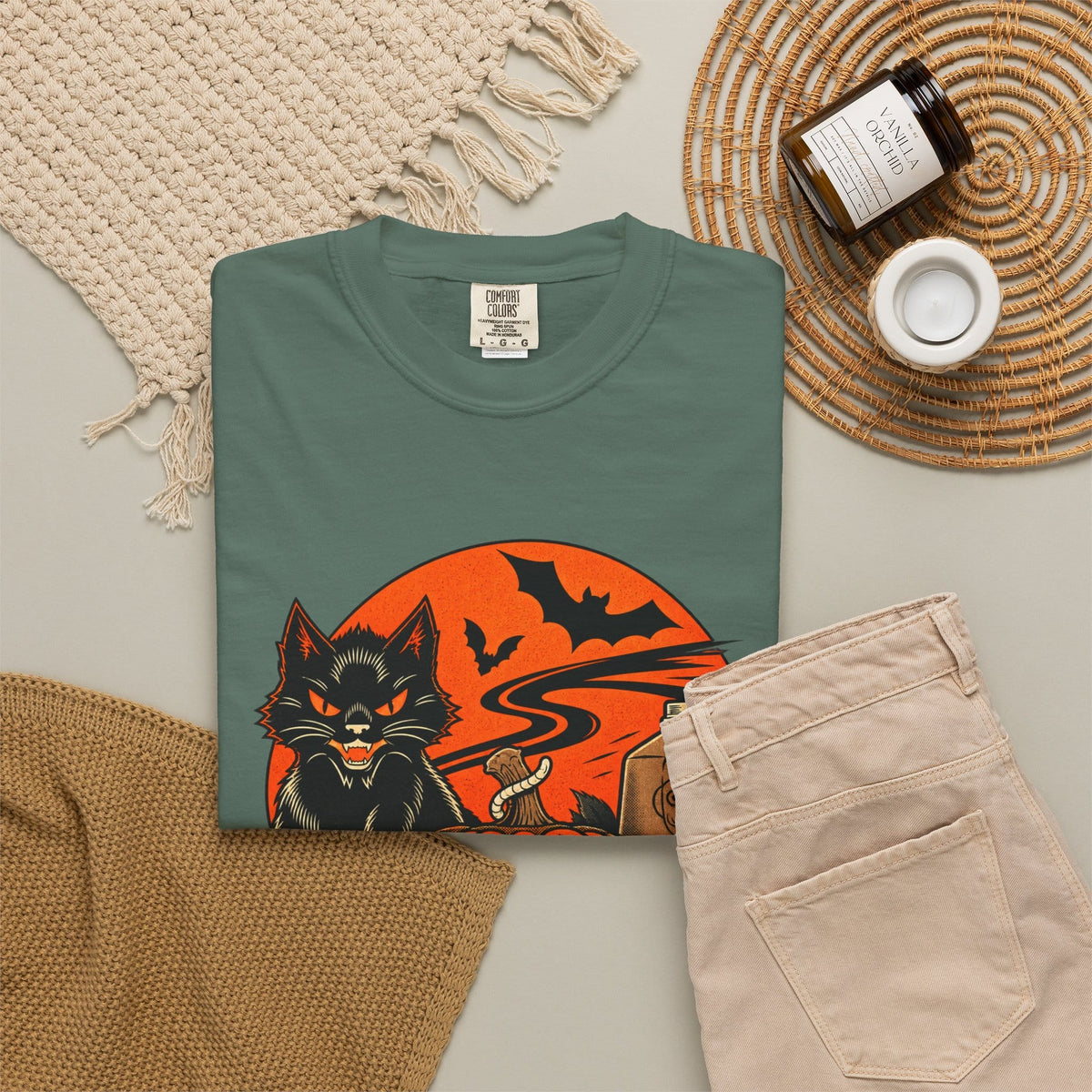 Midnight Cat Unisex Garment-Dyed T-shirt image 99