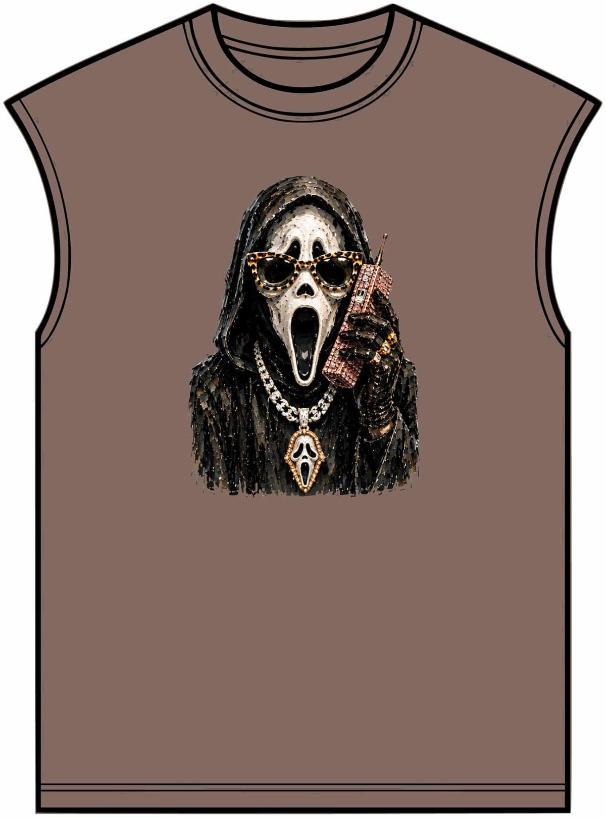 Halloween Ghostface Unisex Garment-Dyed Muscle Tee image 4