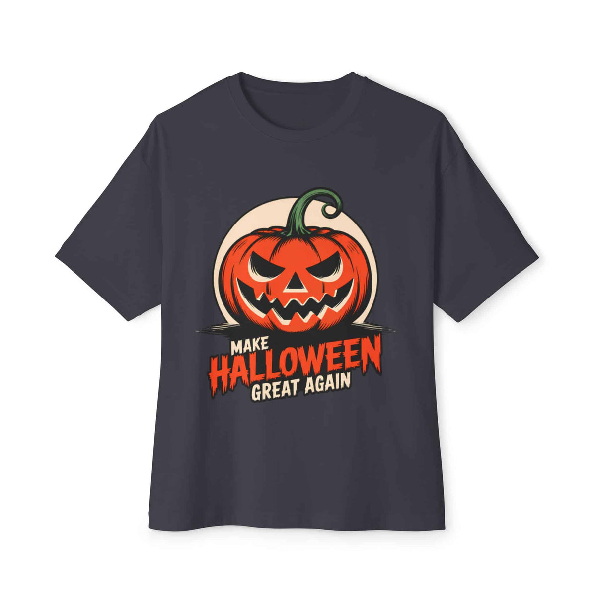 Make Halloween Great Again Unisex Oversized Boxy Tee - Dark Grey, M image