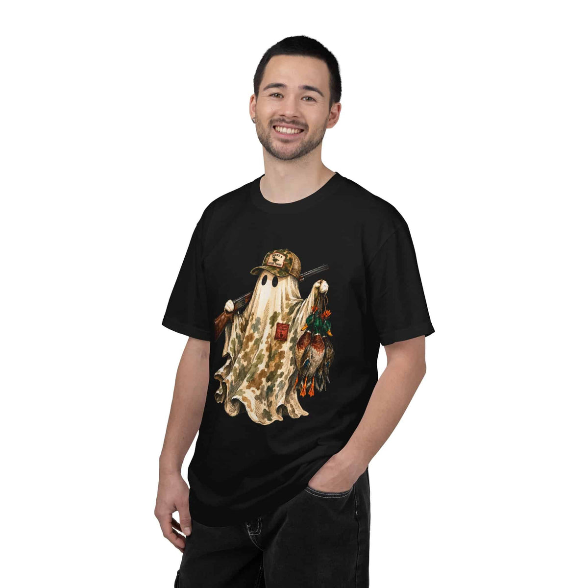 Hunting Season Spooky Camo Mallards Unisex Garment-Dyed T-shirt image 4