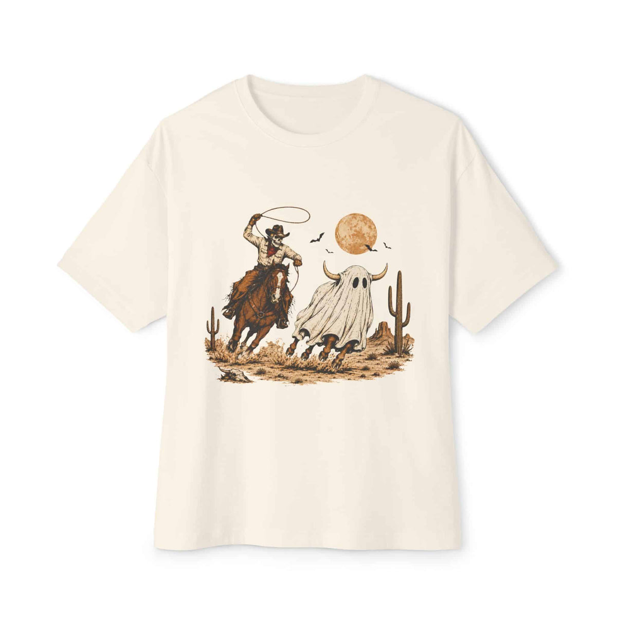 Halloween Cowboy Unisex Oversized Boxy Tee - Natural, 2XL image