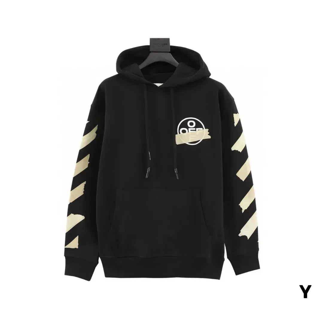 OW Diagonal Tape Arrows Hoodie in Black - 347 - owf0000347 - XS image