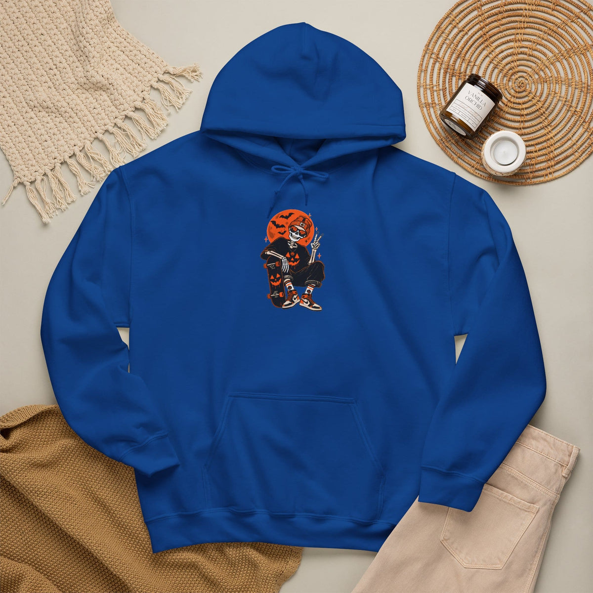 Retro Skater Skeleton Halloween Hooded Sweatshirt image 64