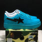 A Bathing Ape Bape Sta #1 Turquoise Blue Black Patent Leather Shoes Sneakers - nk0005515 image 2