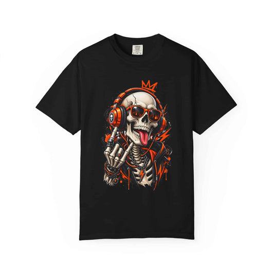 Neon Skull DJ Unisex Garment-Dyed T-shirt image 0