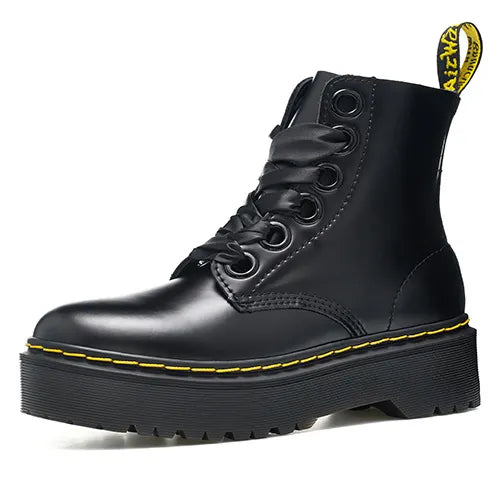 DM Molly Leather Platform Boots in Black Buttero Shoes Sneakers - nk0005494 image 6