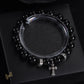 CH Beaded Cross Flower Bracelet - CH0074 - Black image