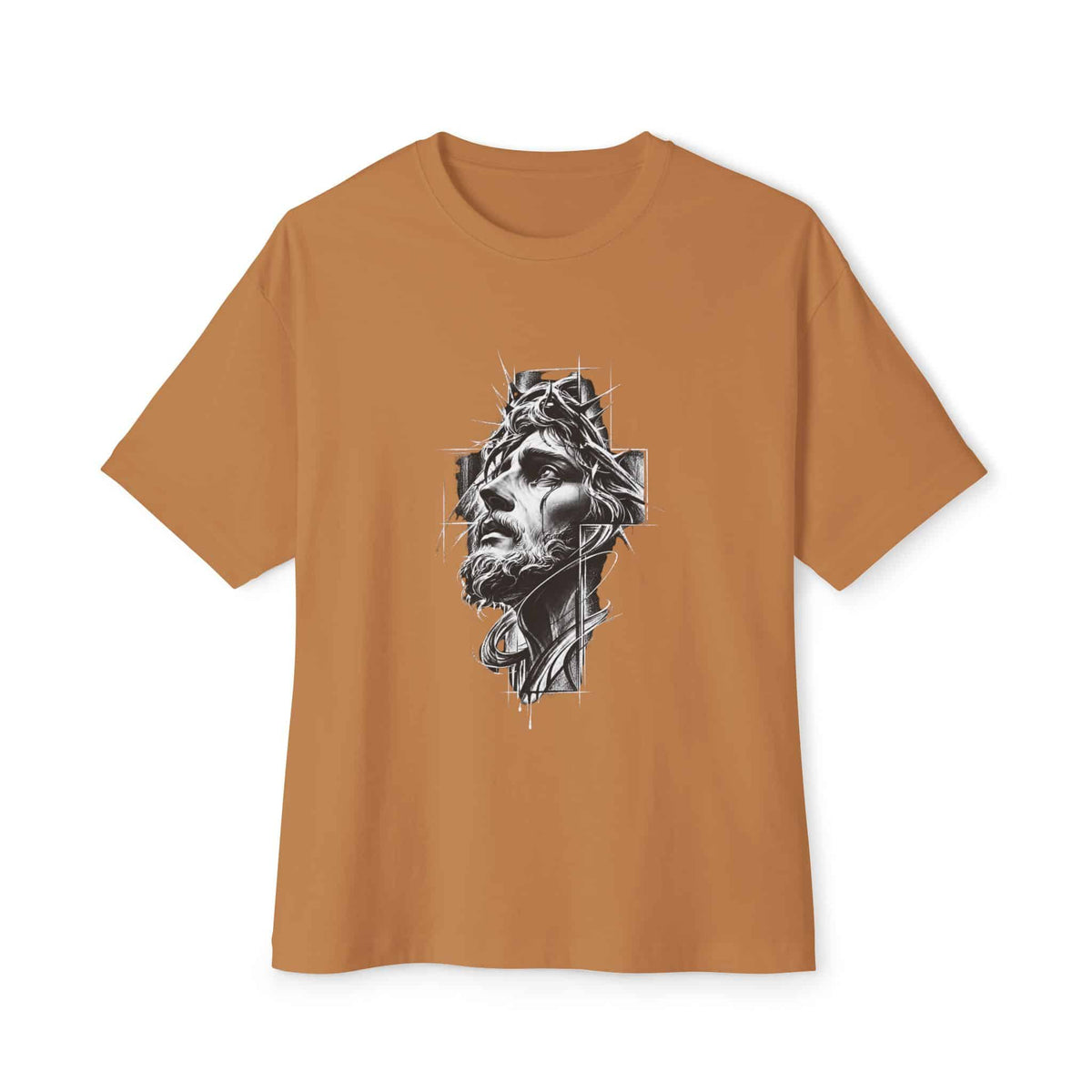 Crown of Faith 2 Unisex Oversized Boxy Tee - Toast, S image
