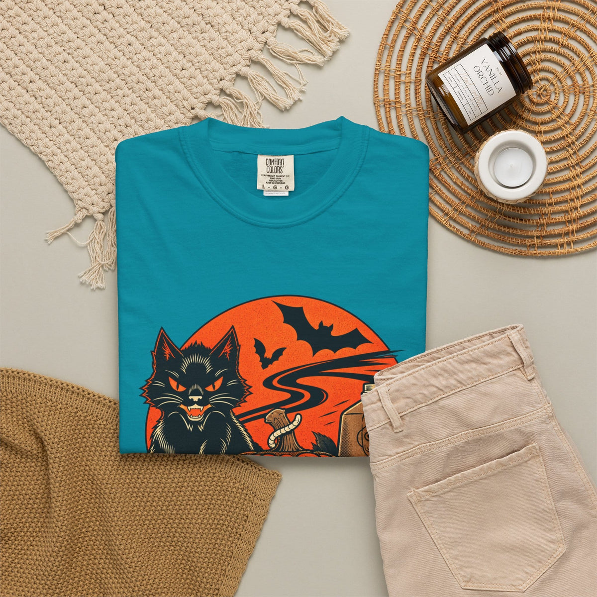 Midnight Cat Unisex Garment-Dyed T-shirt image 104