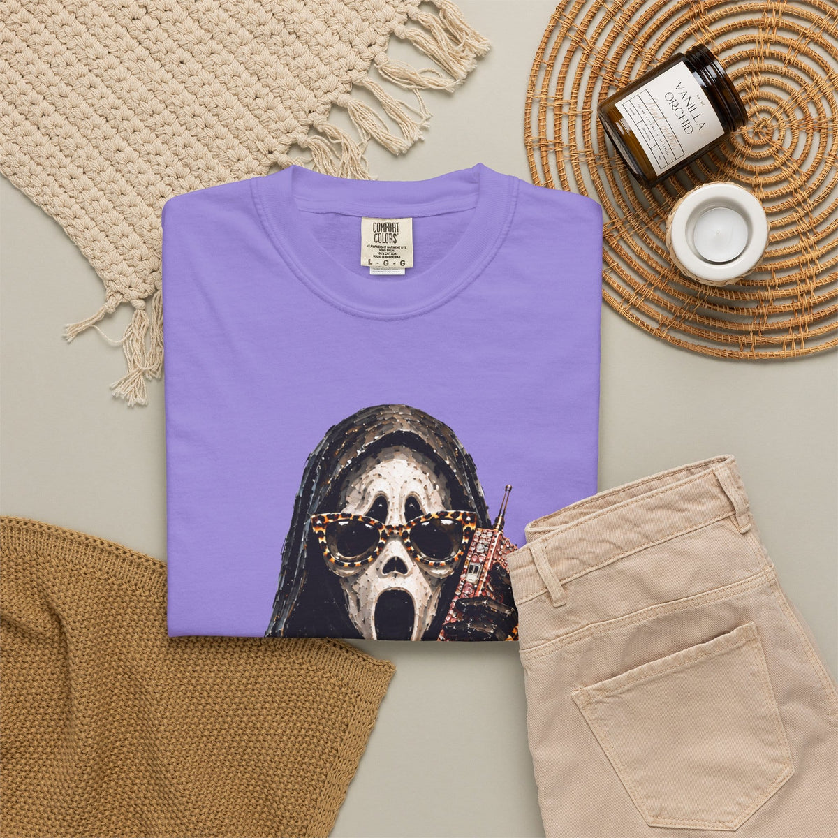 Halloween Ghostface Unisex Garment-Dyed T-shirt image 52