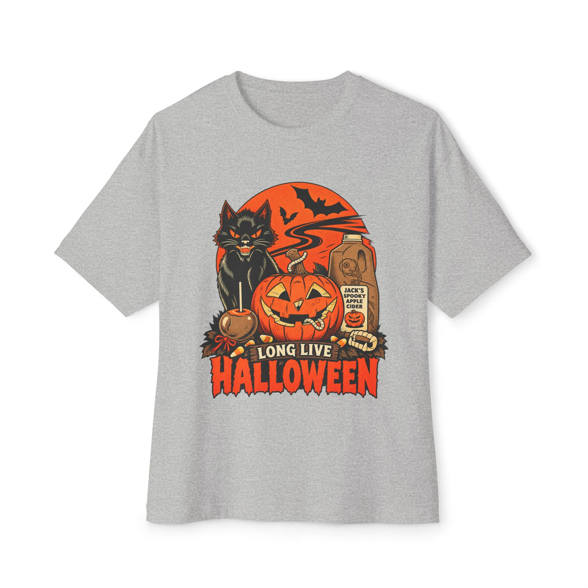 Midnight Cat Unisex Oversized Boxy Tee - Athletic Heather, 3XL image