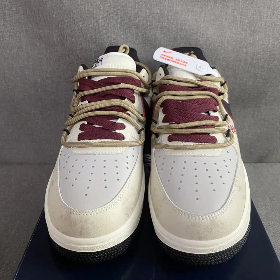 AF 1 Cream and Burgundy Shoes Sneakers - nk0005387 image 5