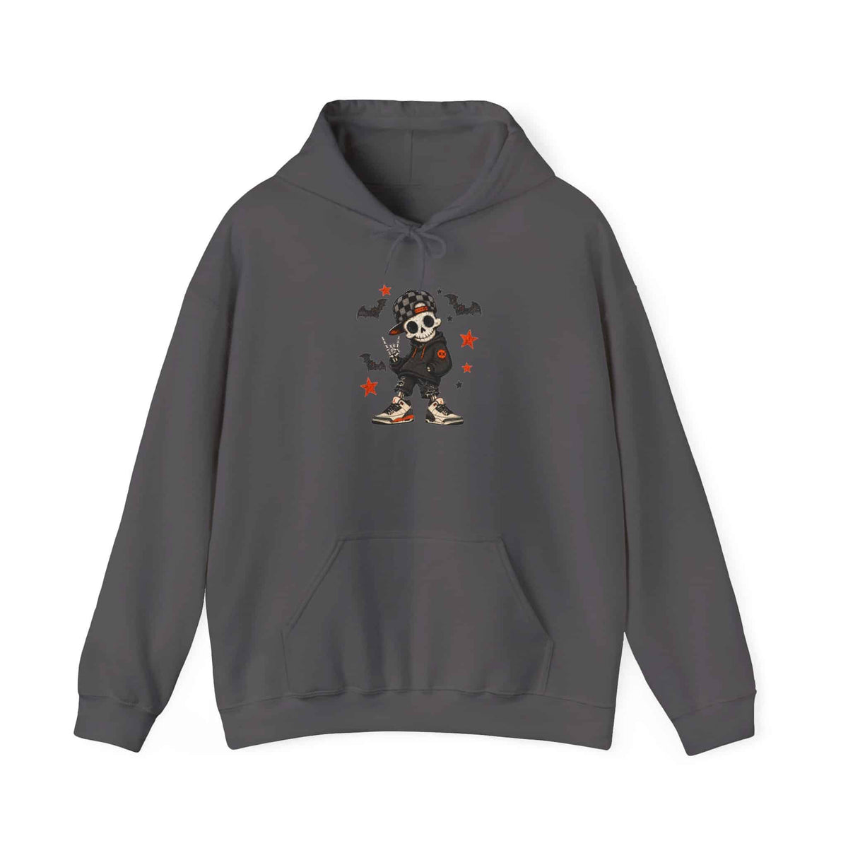 Boy Skeleton Halloween Hooded Sweatshirt - S, Charcoal image