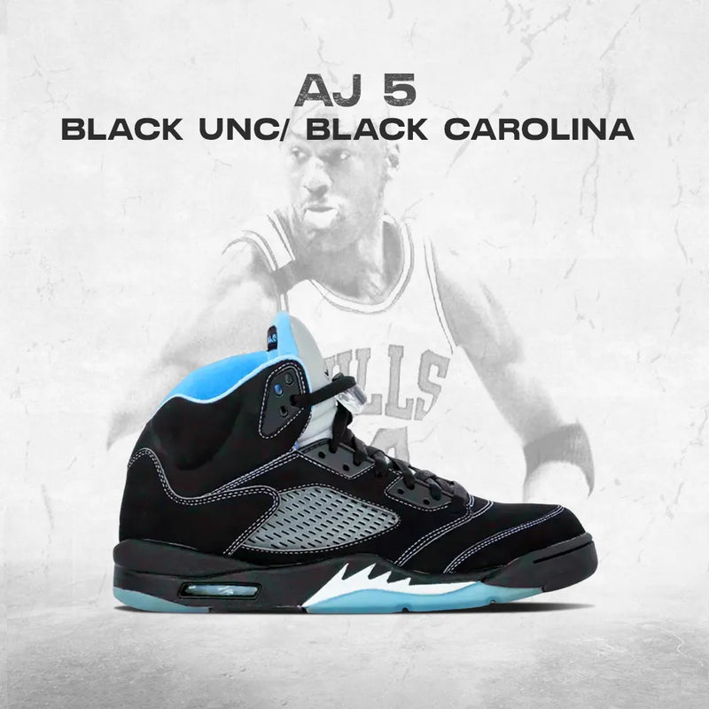 AJ 5 Black UNC / Black Carolina