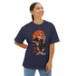 Retro Skater Skeleton Halloween Unisex Oversized Boxy Tee image 32