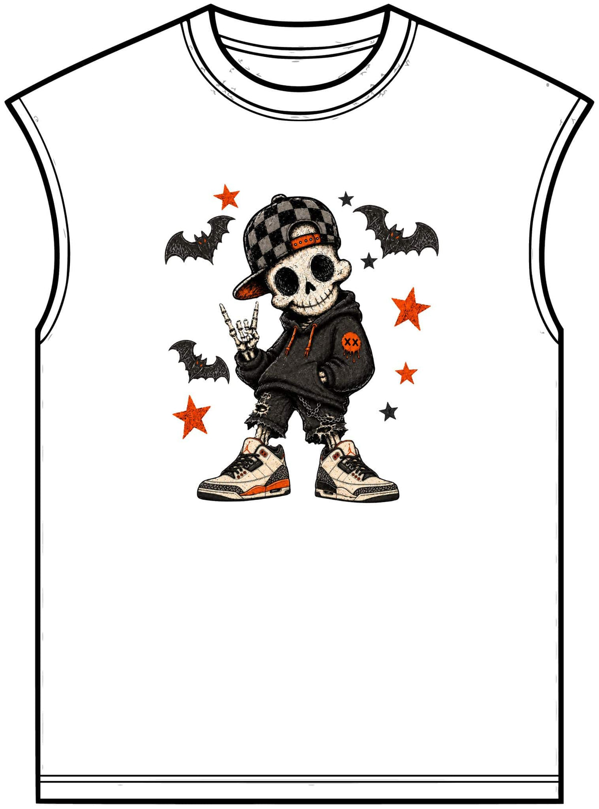 Boy Skeleton Halloween Unisex Garment-Dyed Muscle Tee image