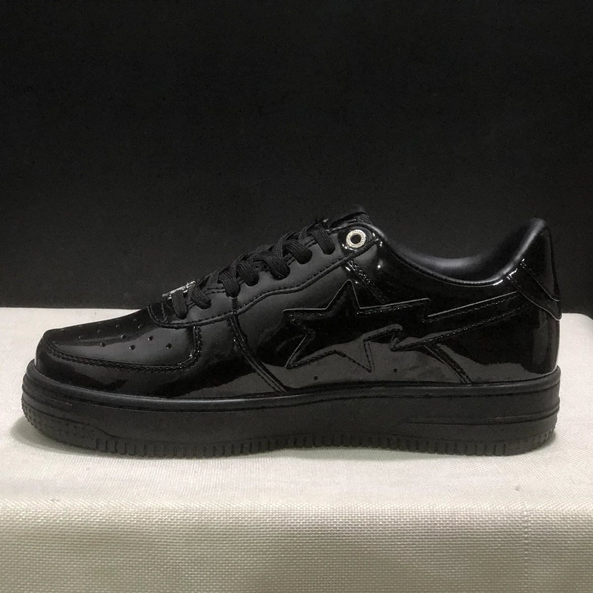 A Bathing Ape Bape Sta Low Patent Black Shoes Sneakers - nk0005521 image 3