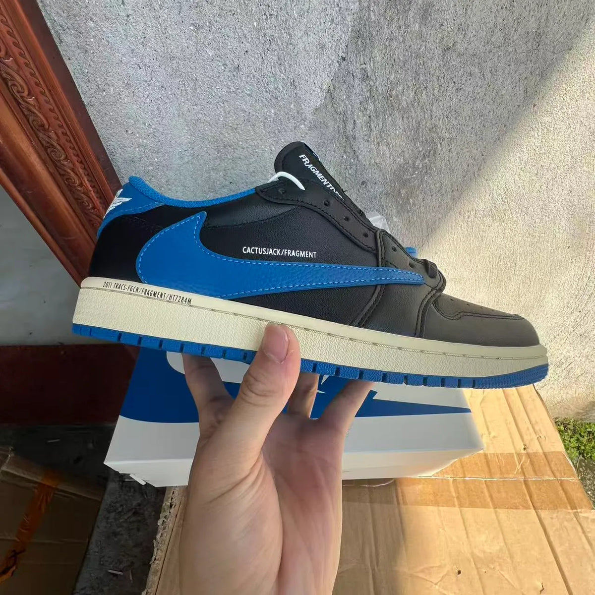 Fragment x Travis Scott x AJ 1 Low 3.0 "Black and White Blue" Shoes Sneakers – nk0005308 image 8