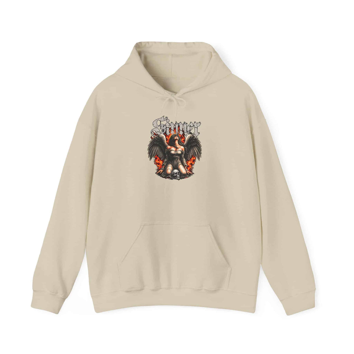 Sinner’s Flame Hooded Sweatshirt - M, Sand image