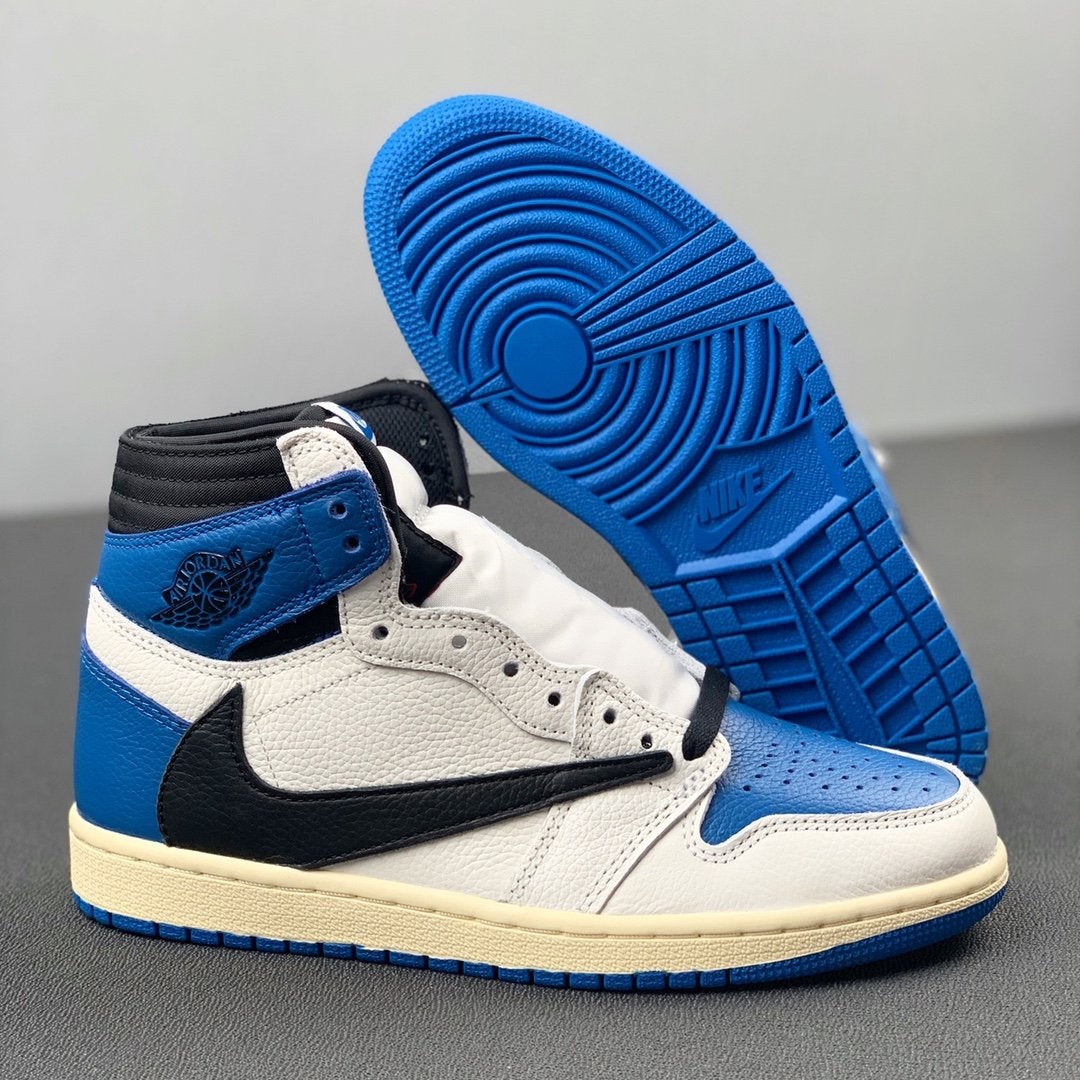 Travis Scott x Fragment x AJ 1 High "Military Blue" Shoes Sneakers - nk0001586 image 5