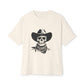 Outlaw Skull Unisex Oversized Boxy Tee - Natural, L image