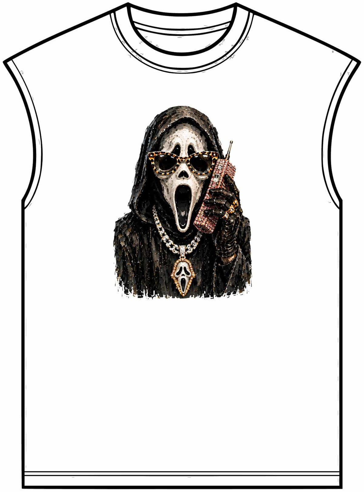 Halloween Ghostface Unisex Garment-Dyed Muscle Tee image 0