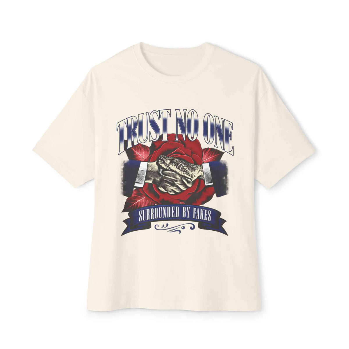 Graphic Print Unisex Oversized Boxy Tee - POD0037 - Natural, M image