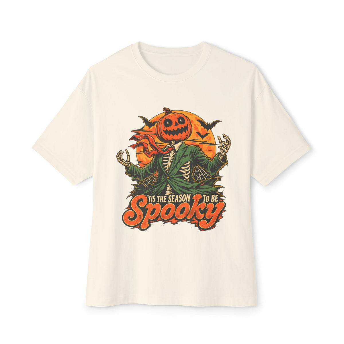 Spooky Season Unisex Oversized Boxy Tee - Natural, XS image