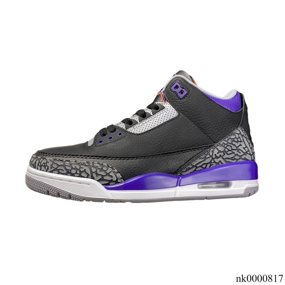 AJ 3 Retro Black Court Purple Shoes Sneakers - nk0000817 image 1