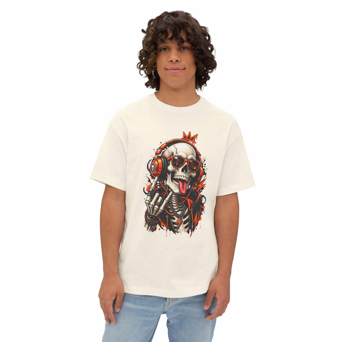 Neon Skull DJ Unisex Oversized Boxy Tee image 23