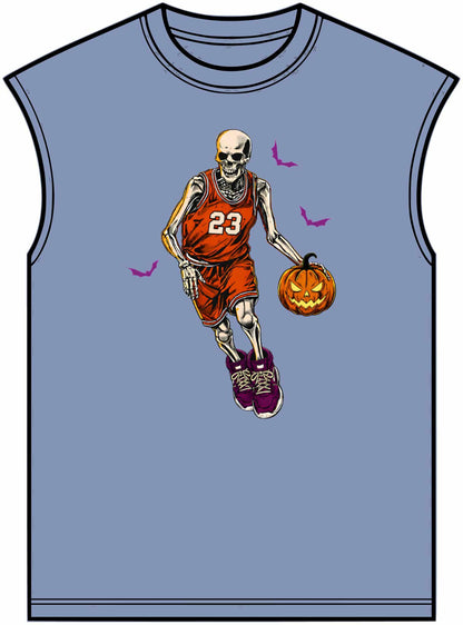 Halloween Basketball Unisex Garment-Dyed Muscle Tee image 8