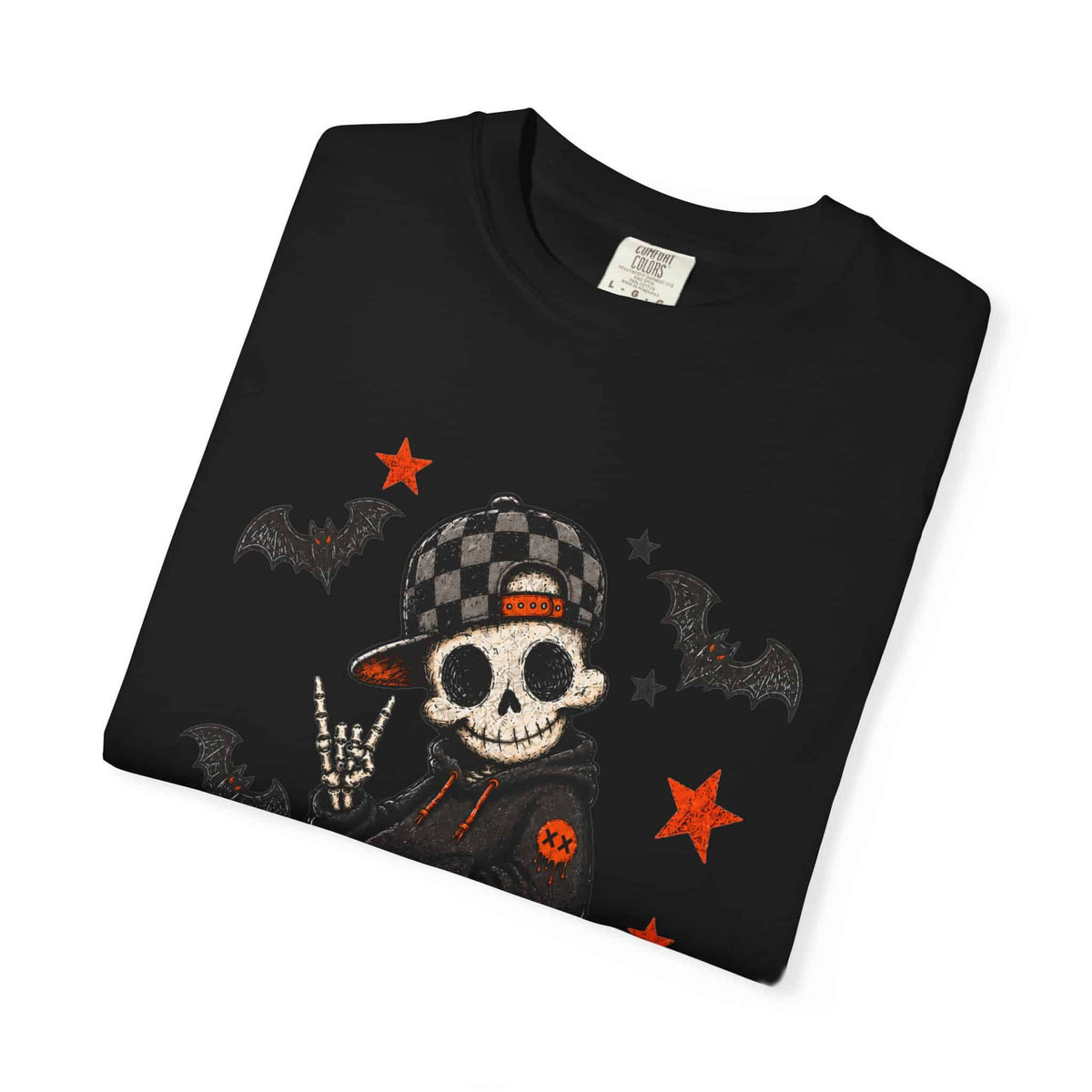 Boy Skeleton Halloween Unisex Garment-Dyed T-shirt image 2